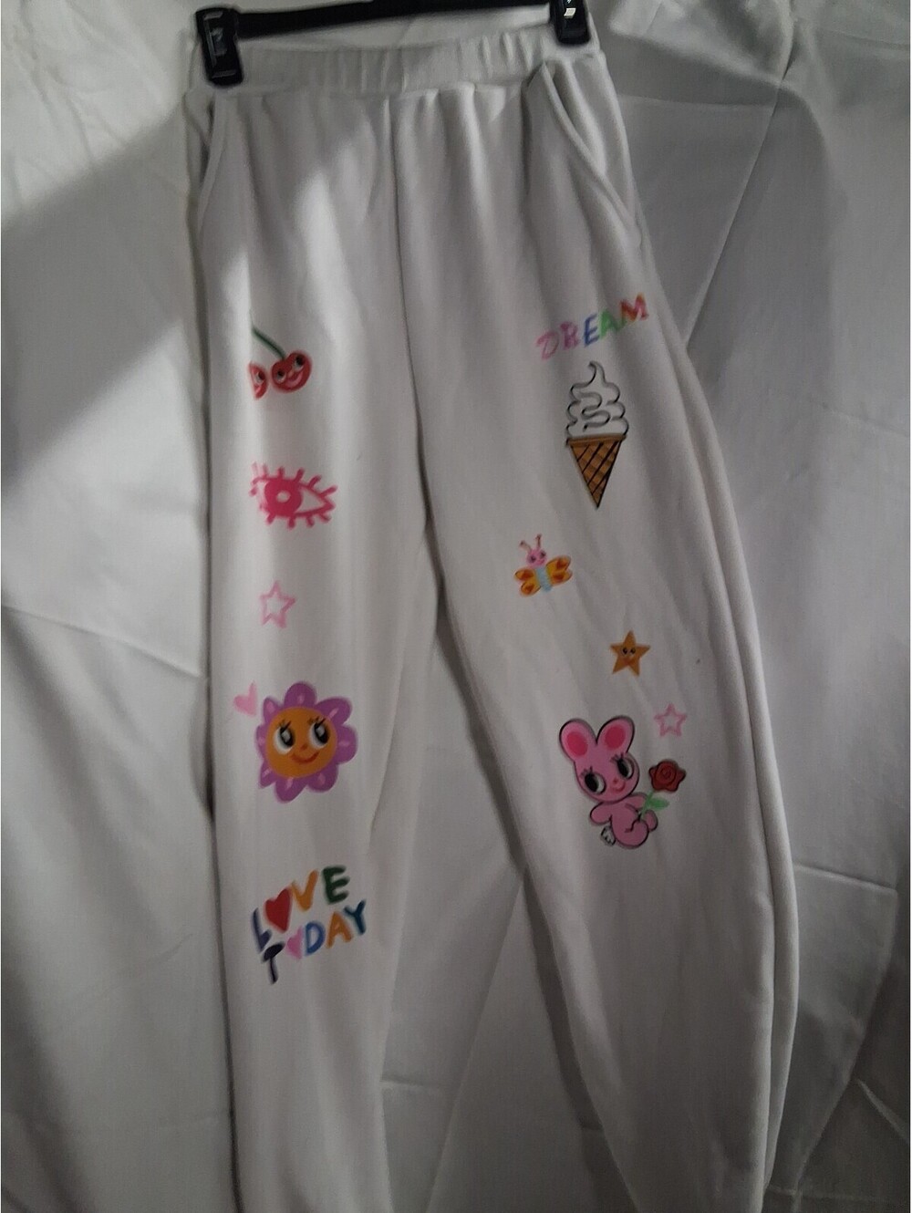 Lola + the Boys Girls Large White Doodle Jogger Sweatpants Pants M2